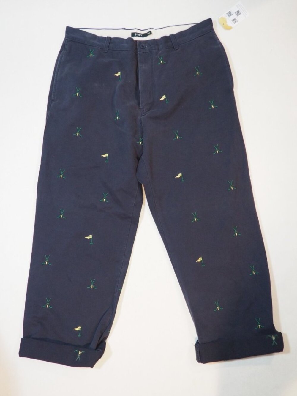 J. Crew Vintage Navy Embroidered Golf 19th Hole Broken In Chino Pants, Size 36